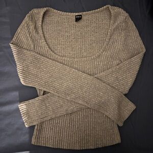 SHEIN Women's Ribbed Long Sleeve - Tan